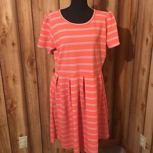 LulaRoe Coral Striped Amelia
